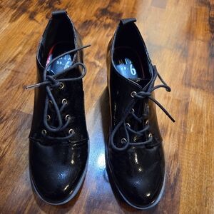 🖤 Black Patent Block Heel Boots – Women’s Size 7.5 NWOT🖤